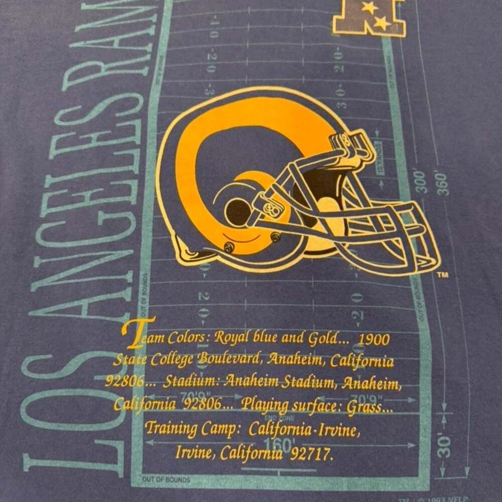 Vintage 1993 LA Rams Helmet Single Stitch T-Shirt - Picture 2 of 7